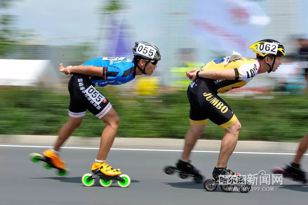 轮滑比赛上，西班牙选手勇夺头名